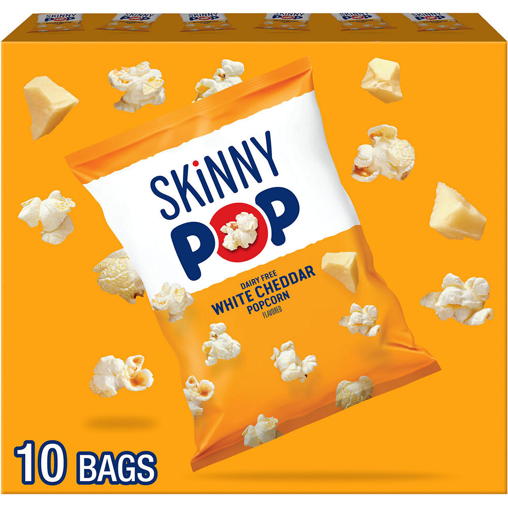 SKINNYPOP Dairy Free Popped Popcorn Multipack Bags - White Cheddar, 10 ct