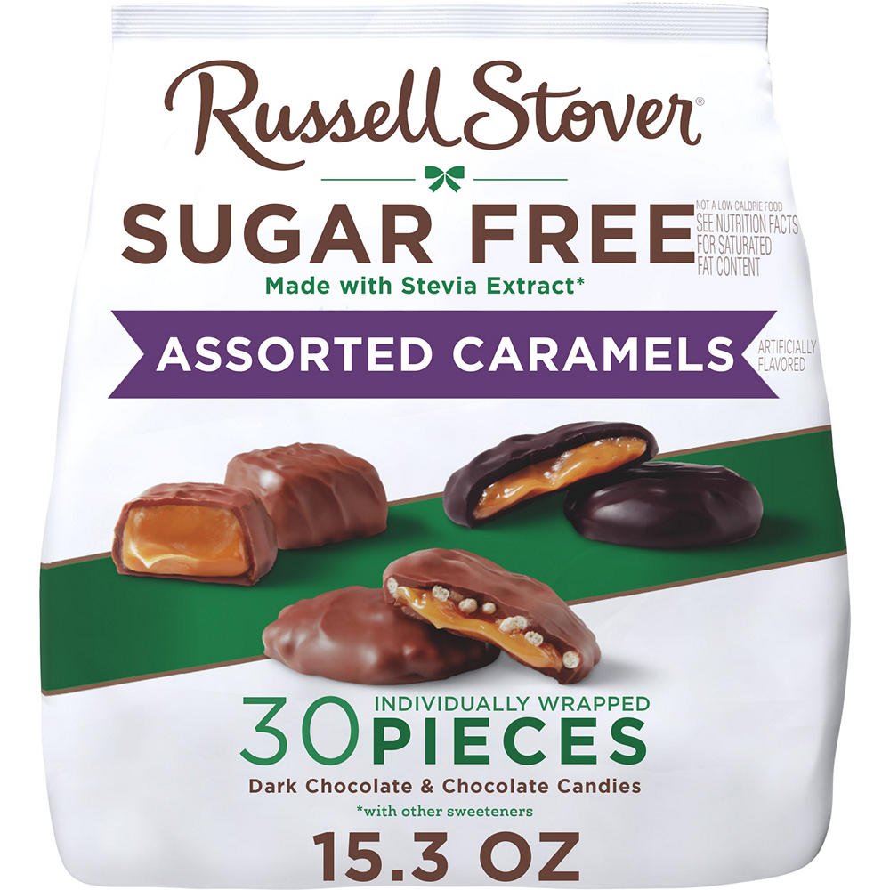 Russell Stover Sugar Free Assorted Caramels in Chocolate Candy, 15.3 oz