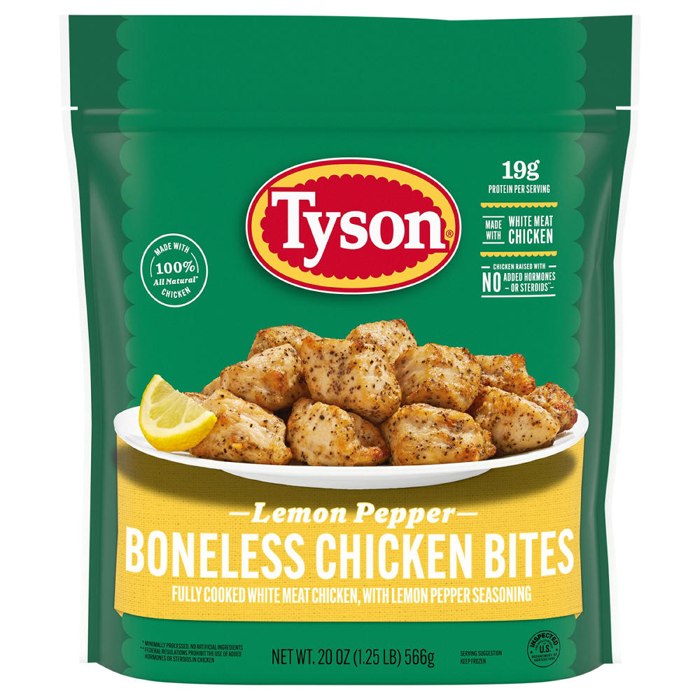 Tyson Frozen Lemon Pepper Boneless Chicken Bites, 20 oz