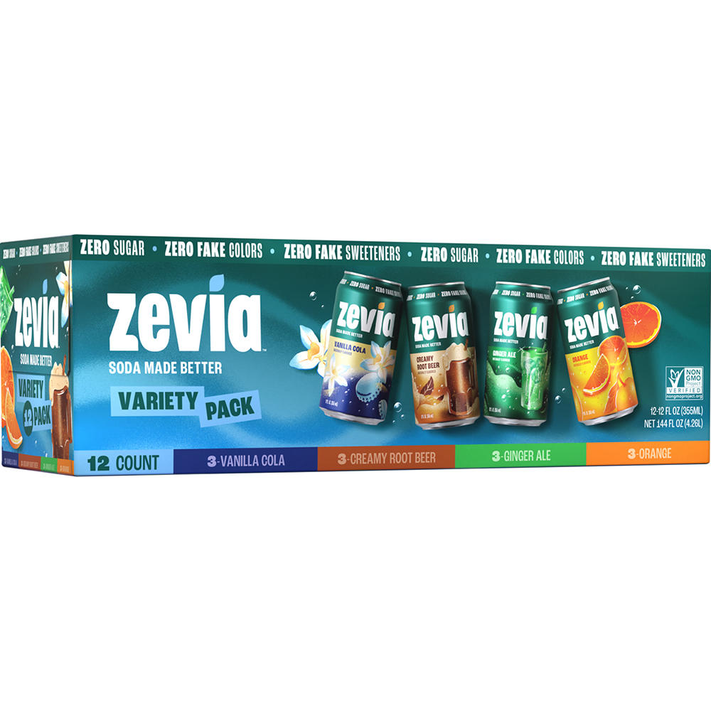 Zevia Zero Sugar Soda Variety Pack 12 pk Cans, 12 oz