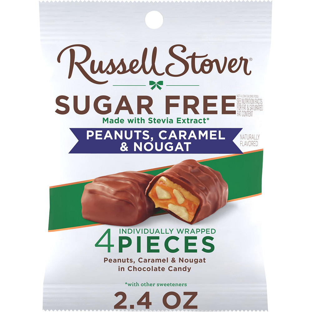 Russell Stover Sugar Free Peanut, Caramel & Nougat Chocolate Candy, 2.4 oz