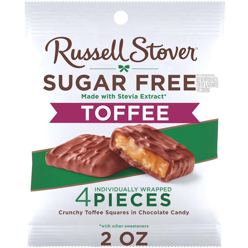 Russell Stover Sugar Free Toffee Squares in Chocolate Candy, 2 oz