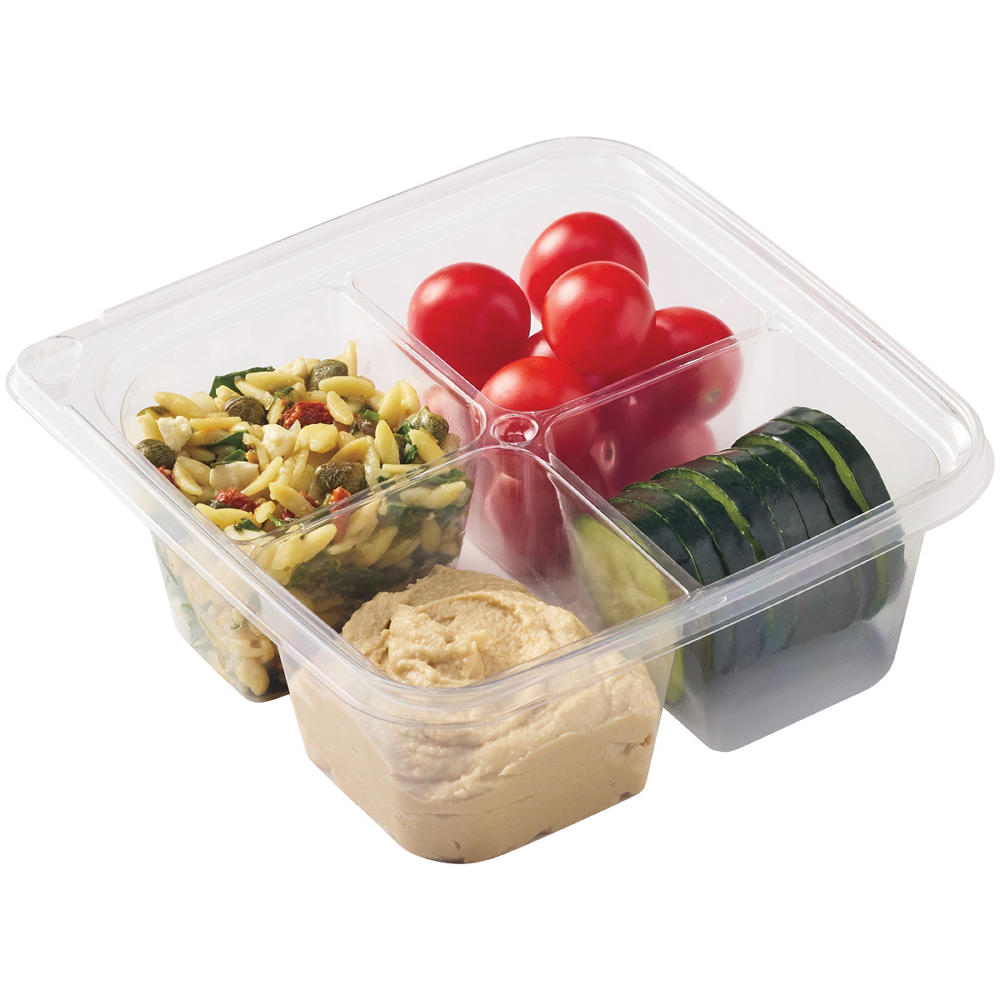 Meal Simple by H-E-B Snack Tray - Mediterranean Orzo, Hummus, Tomatoes & Cucumbers