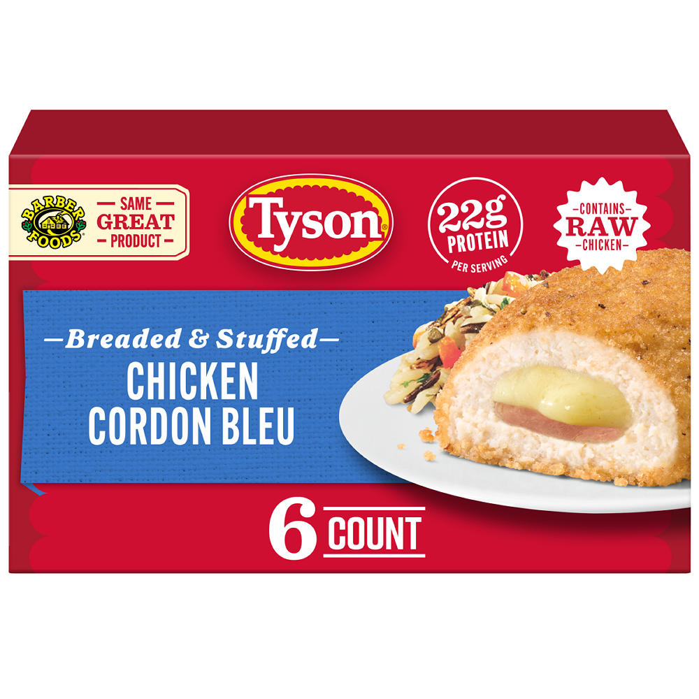 Tyson Frozen Stuffed Chicken Breasts Cordon Bleu, 6 ct