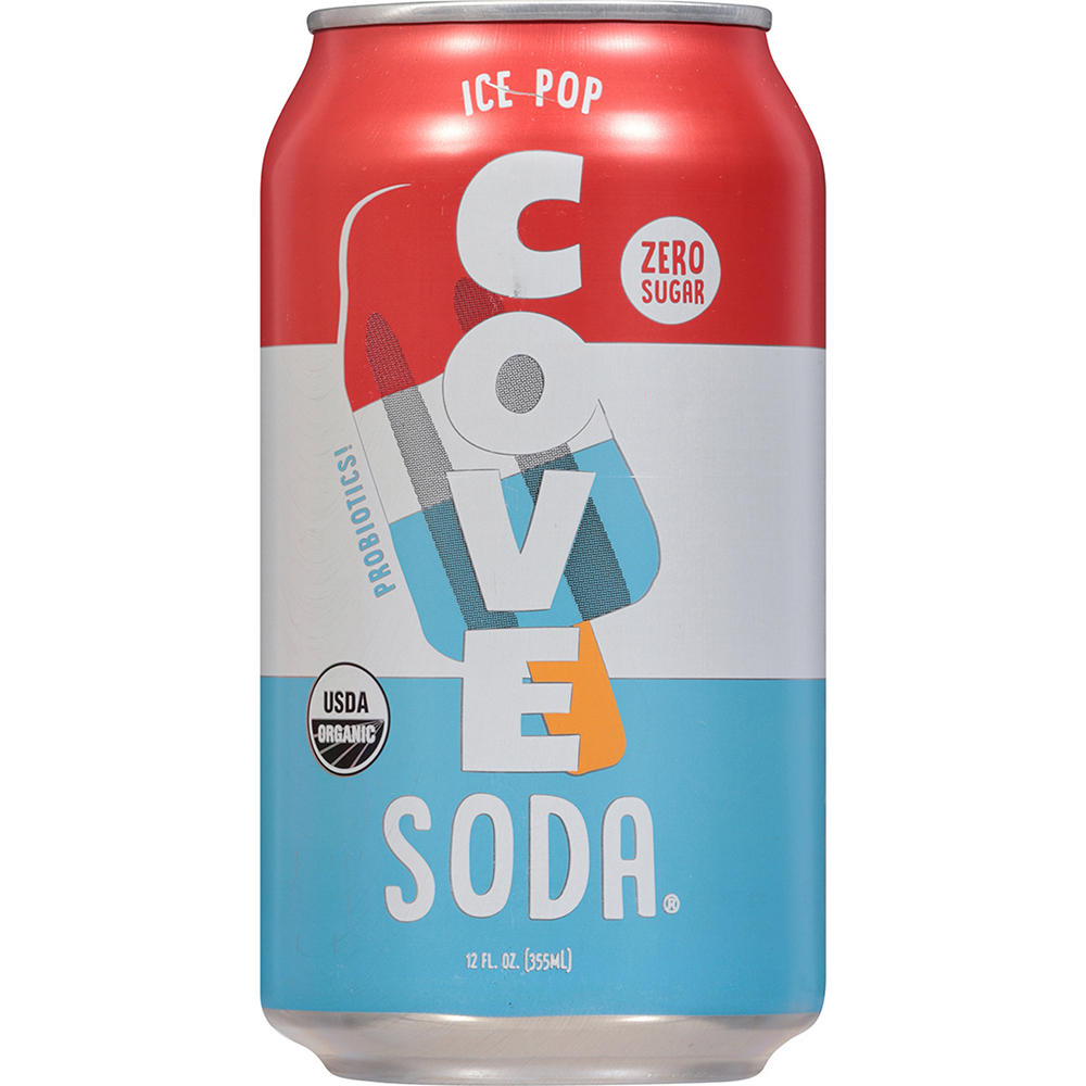 Cove Organic Zero Sugar Probiotic Soda - Ice Pop, 12 oz