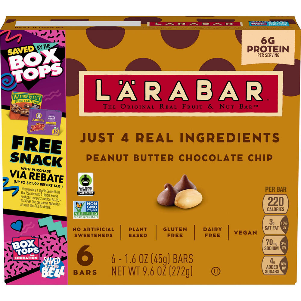 LÄRABAR Fruit & Nut Snack Bars - Peanut Butter Chocolate Chip, 6 ct