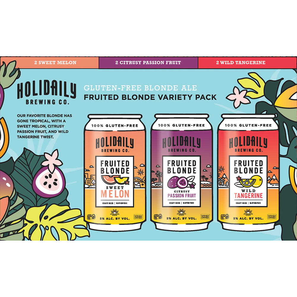 Holidaily Fruited Blonde Craft Beer Variety 6 pk Cans, 12 oz
