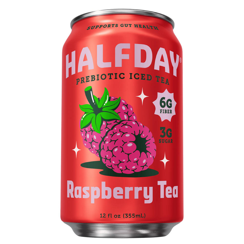 HALFDAY Prebiotic Raspberry Iced Tea, 12 oz