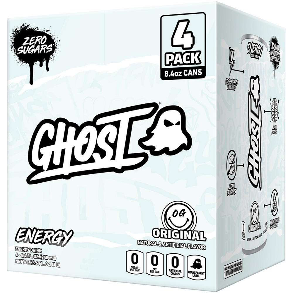 Ghost Zero Sugar Original Energy Drink 4 pk Cans, 8.4 oz