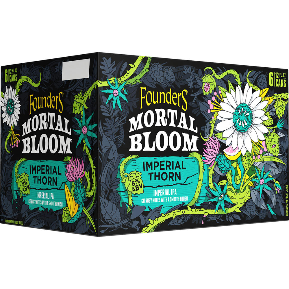 Founders Mortal Bloom Imperial Thorn IPA Craft Beer 6 pk Cans, 12 oz