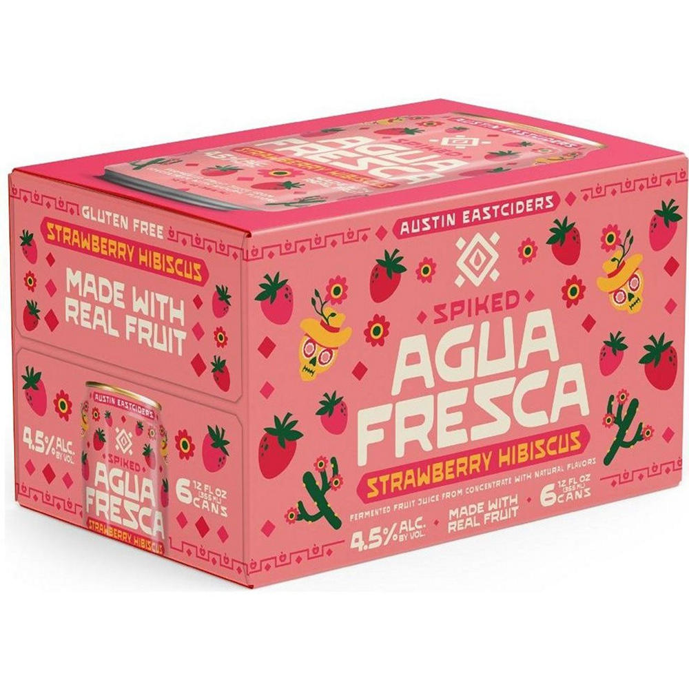Austin Eastciders Spiked Aqua Fresca Strawberry Hibiscus 6 pk Cans, 12 oz