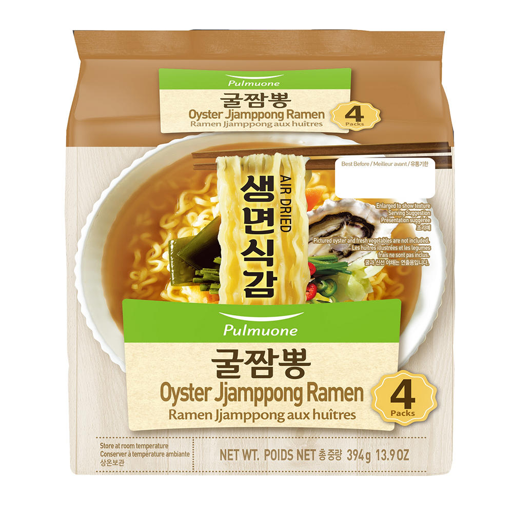 Pulmuone Oyster Jjamppong Ramen Noodle Soup Packs, 4 ct