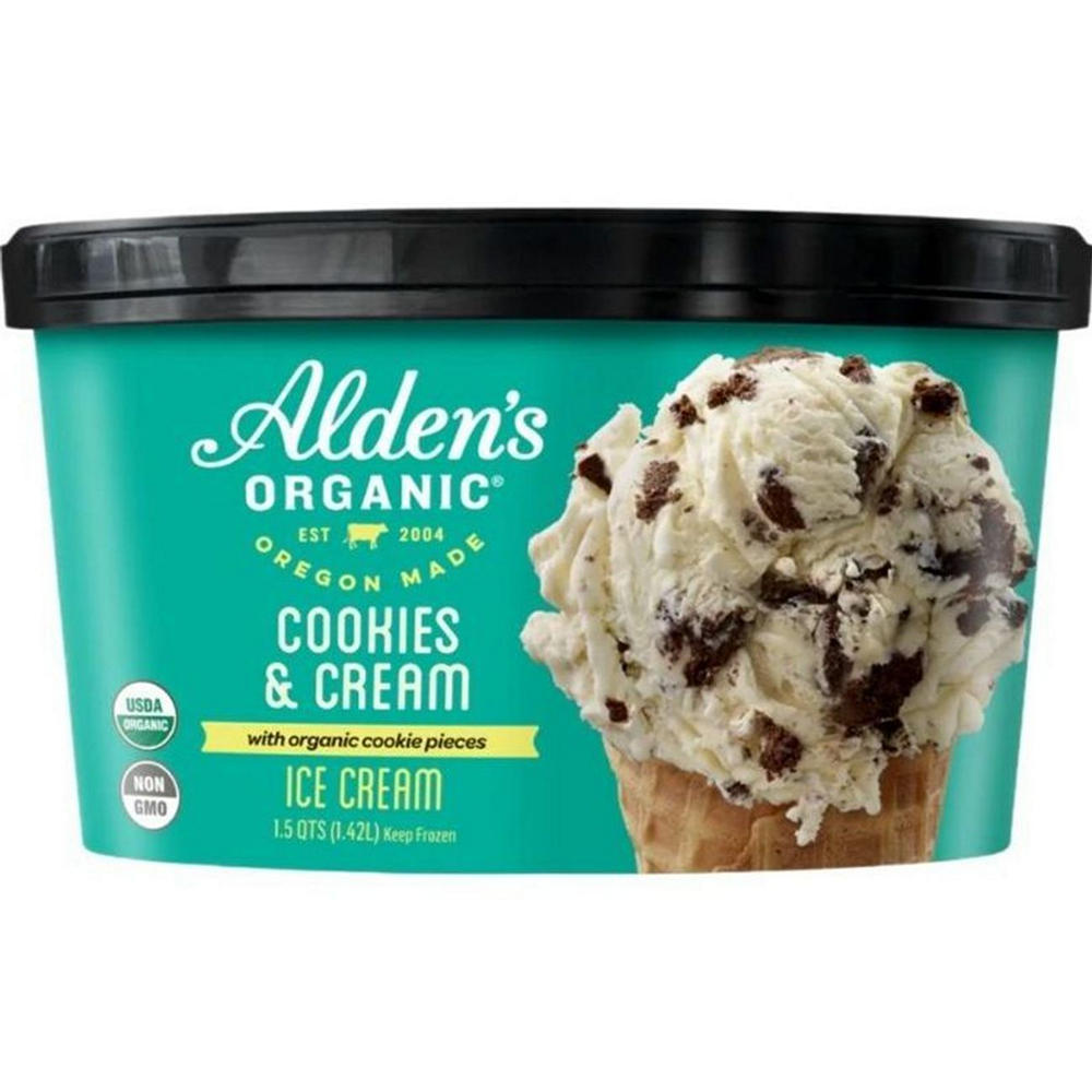 Alden's Organic Cookies & Cream Ice Cream, 1.5 qt