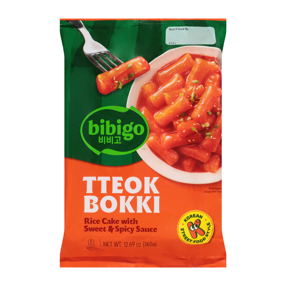 bibigo Korean Street Food-Style Sweet & Spicy Tteokbokki Rice Cakes, 12.69 oz