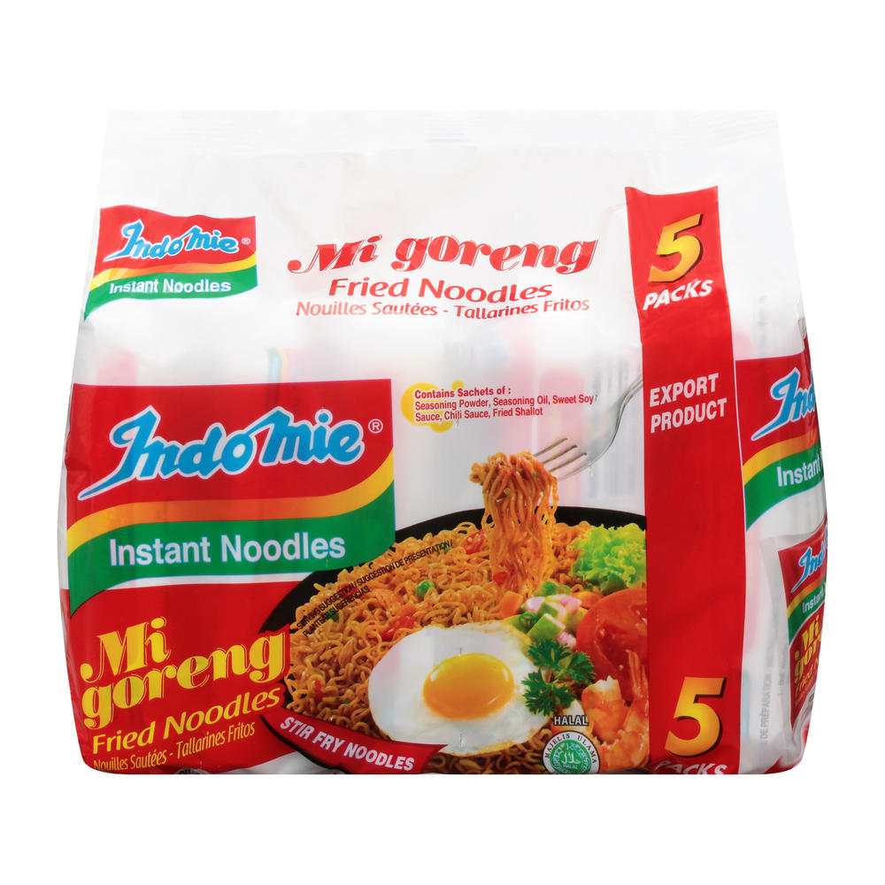 Indomie Mi Goreng Fried Instant Ramen Noodle Soup Packs, 5 ct