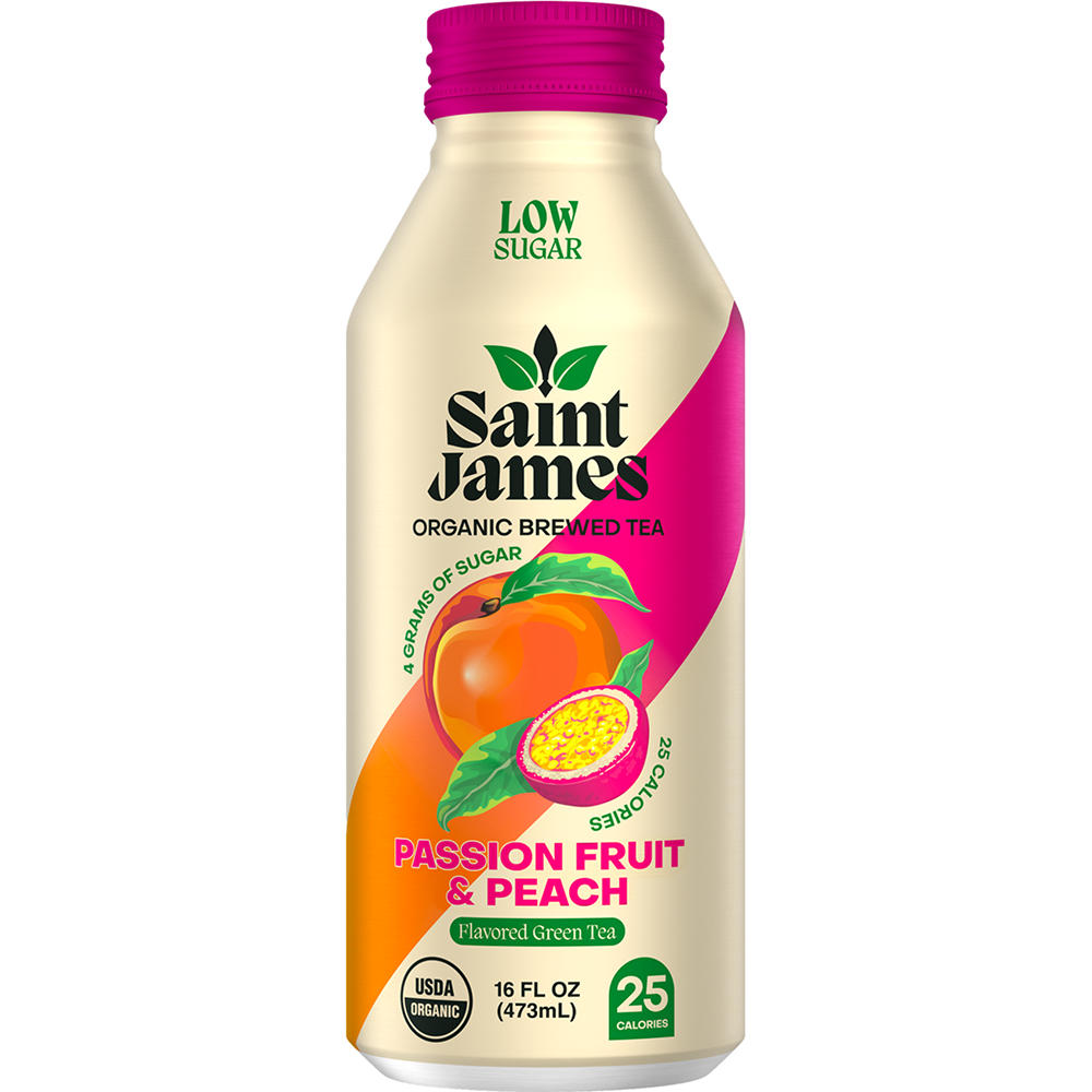 Saint James Passion Fruit & Peach Organic Green Tea, 16 oz