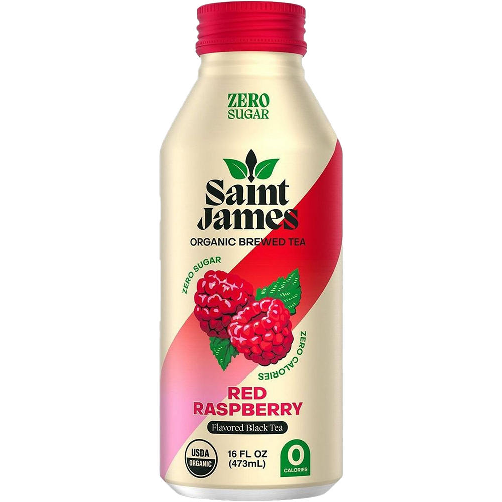 Saint James Zero Sugar Red Raspberry Organic Black Tea, 16 oz