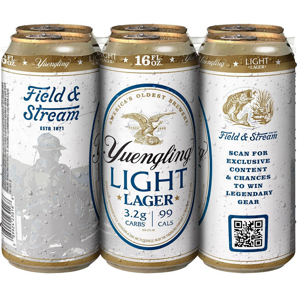 Yuengling Field & Stream Light Lager Beer 6 pk Cans, 16 oz