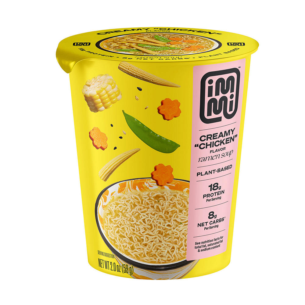 immi Plant-Based 18g Protein Creamy "Chicken" Instant Ramen Soup Cup, 2 oz