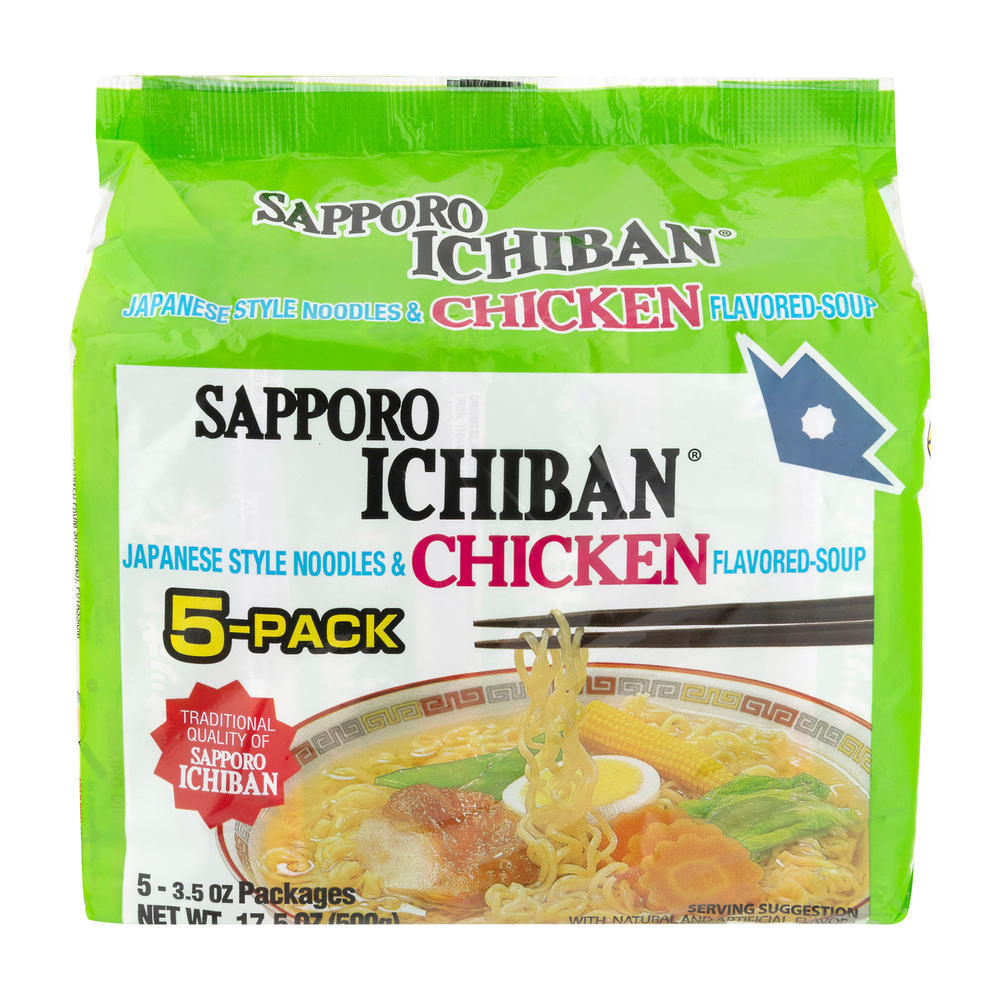 Sapporo Ichiban Japanese-Style Ramen Noodle Soup Packs - Chicken, 5 ct