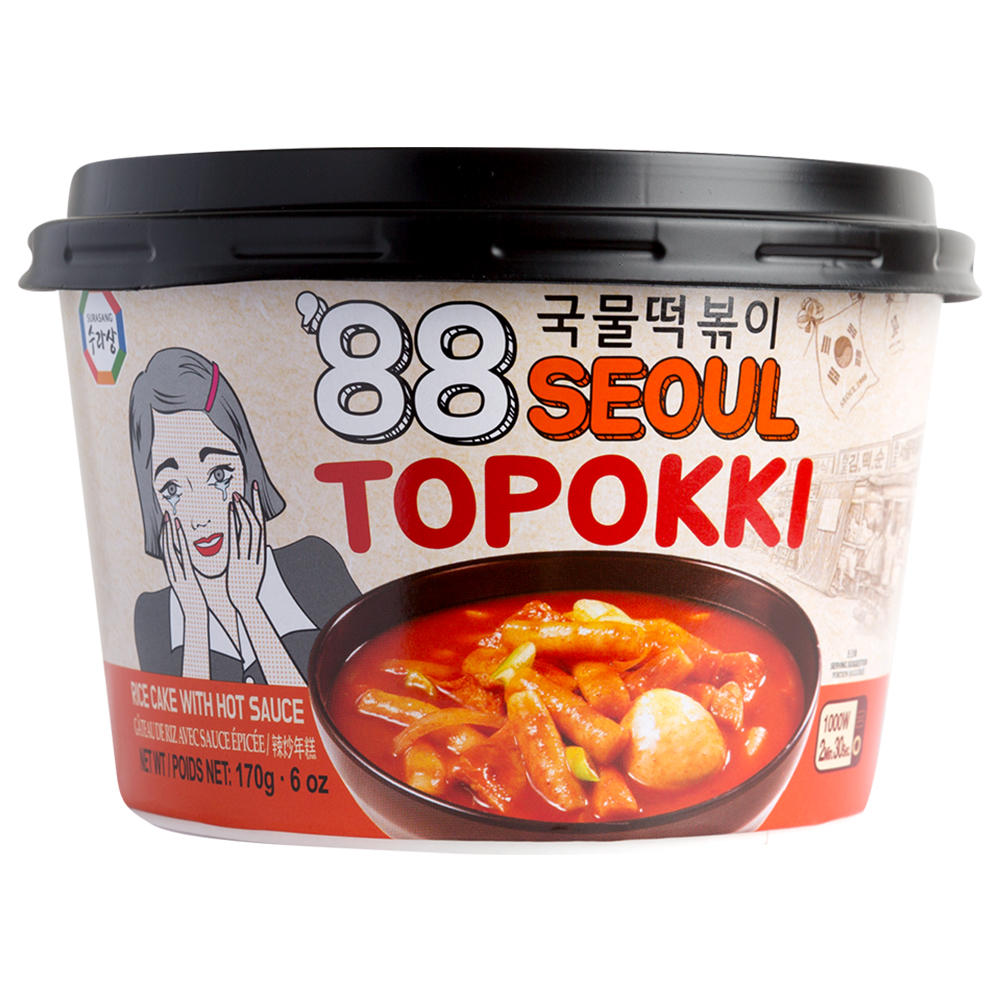 Surasang '88 Seoul Topokki Rice Cake Bowl with Hot Sauce, 6 oz