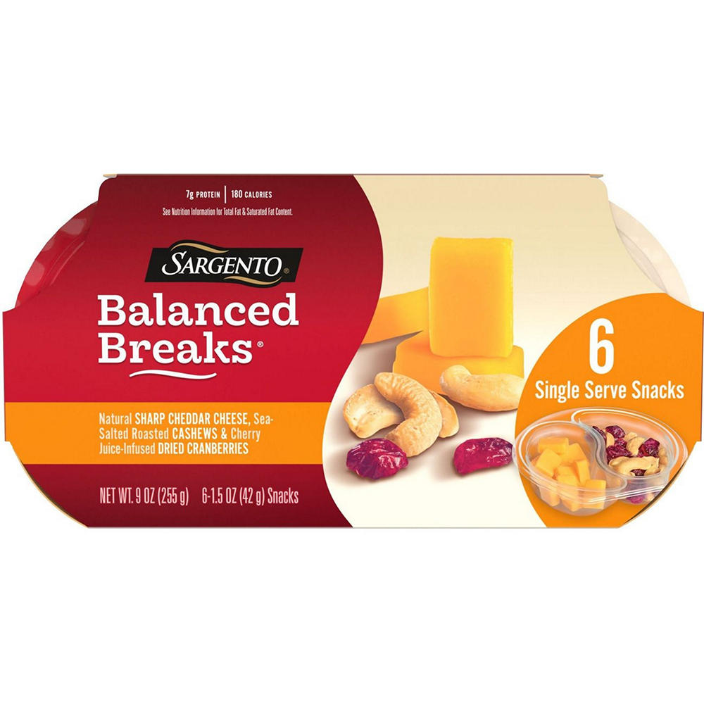 Sargento Balanced Breaks Sharp Cheddar, Cashews & Cranberries, 6 ea