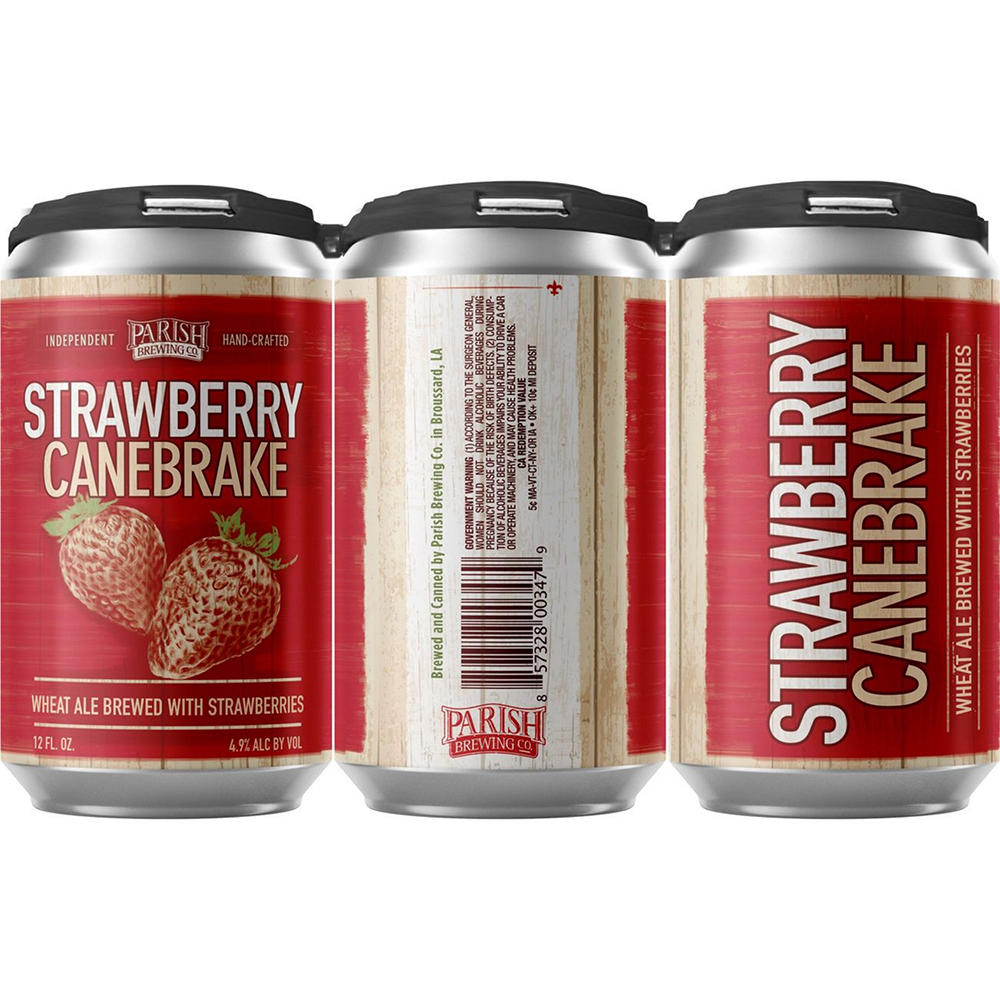 Parish Brewing Strawberry Canebrake Wheat Ale Seasonal Beer 6 pk Cans, 12 oz