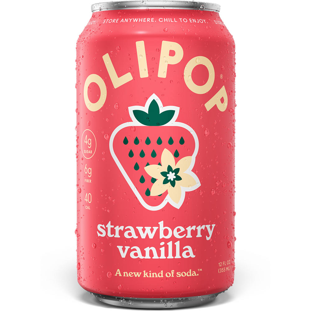 Olipop Prebiotic Soda - Strawberry Vanilla, 12 oz