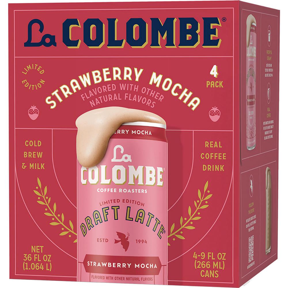La Colombe Strawberry Mocha Draft Latte Cold Brew with Milk 4 pk Cans, 9 oz