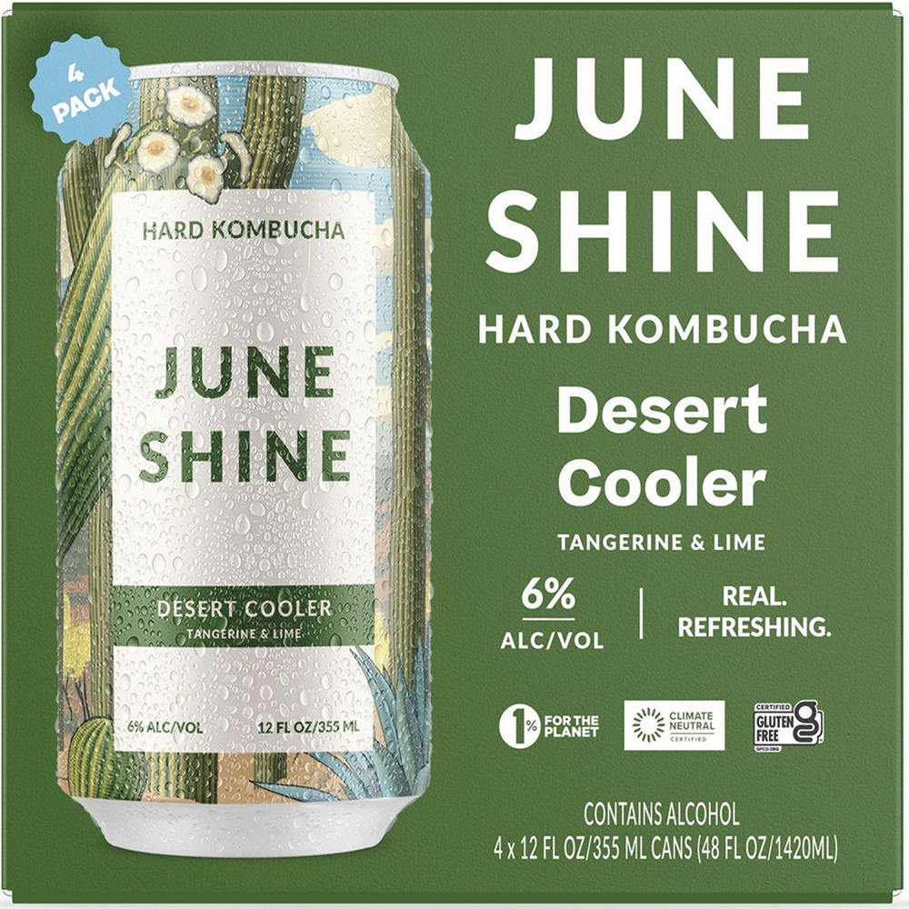 June Shine Desert Cooler Hard Kombucha - Tangerine & Lime 4 pk Cans, 12 oz