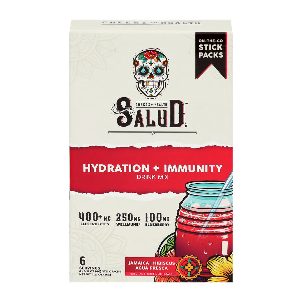 Salud Hydration + Immunity Drink Mix Stick Packs - Hibiscus, 6 ct
