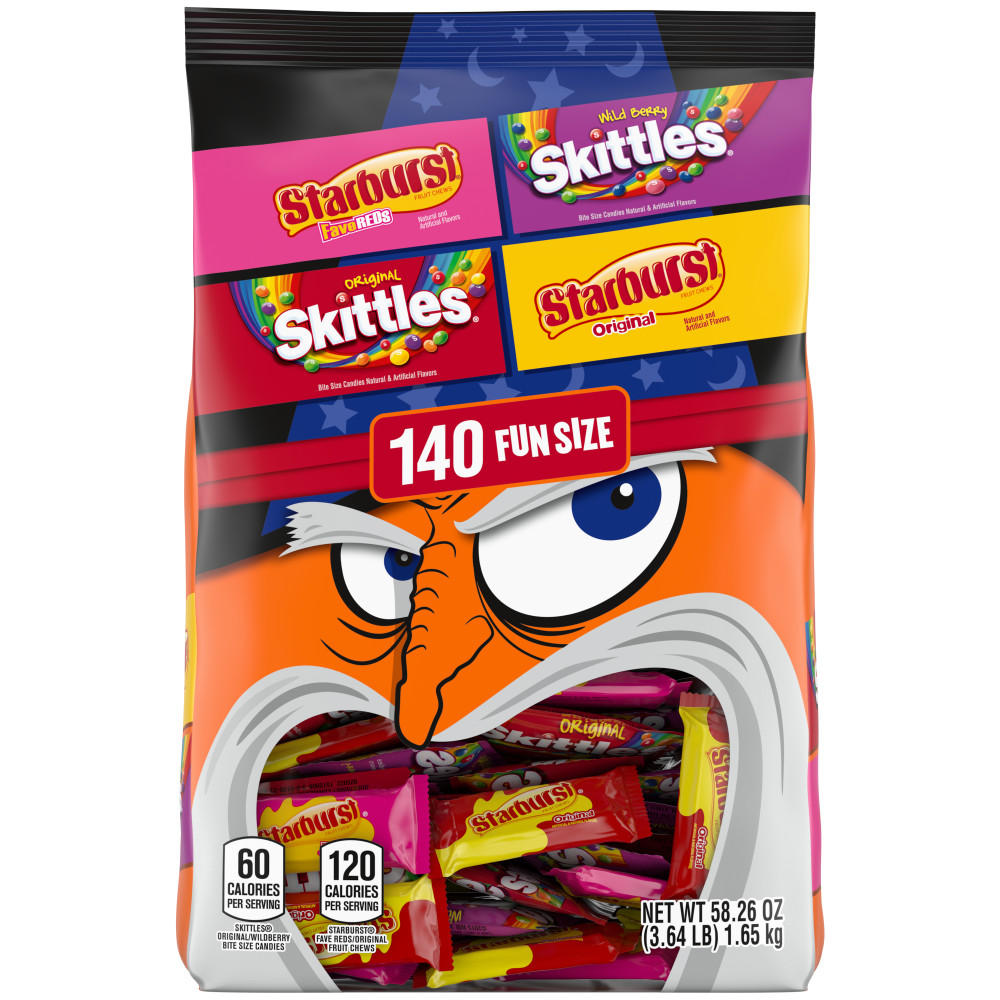 Skittles & Starburst Assorted Fun Size Chewy Halloween Candy, 140 pc