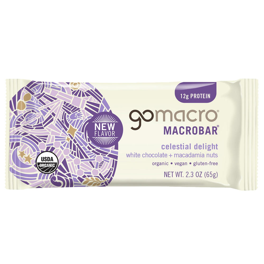 GoMacro 12g Protein Celestial Delight MacroBar - White Chocolate + Macadamia Nuts, 2.3 oz