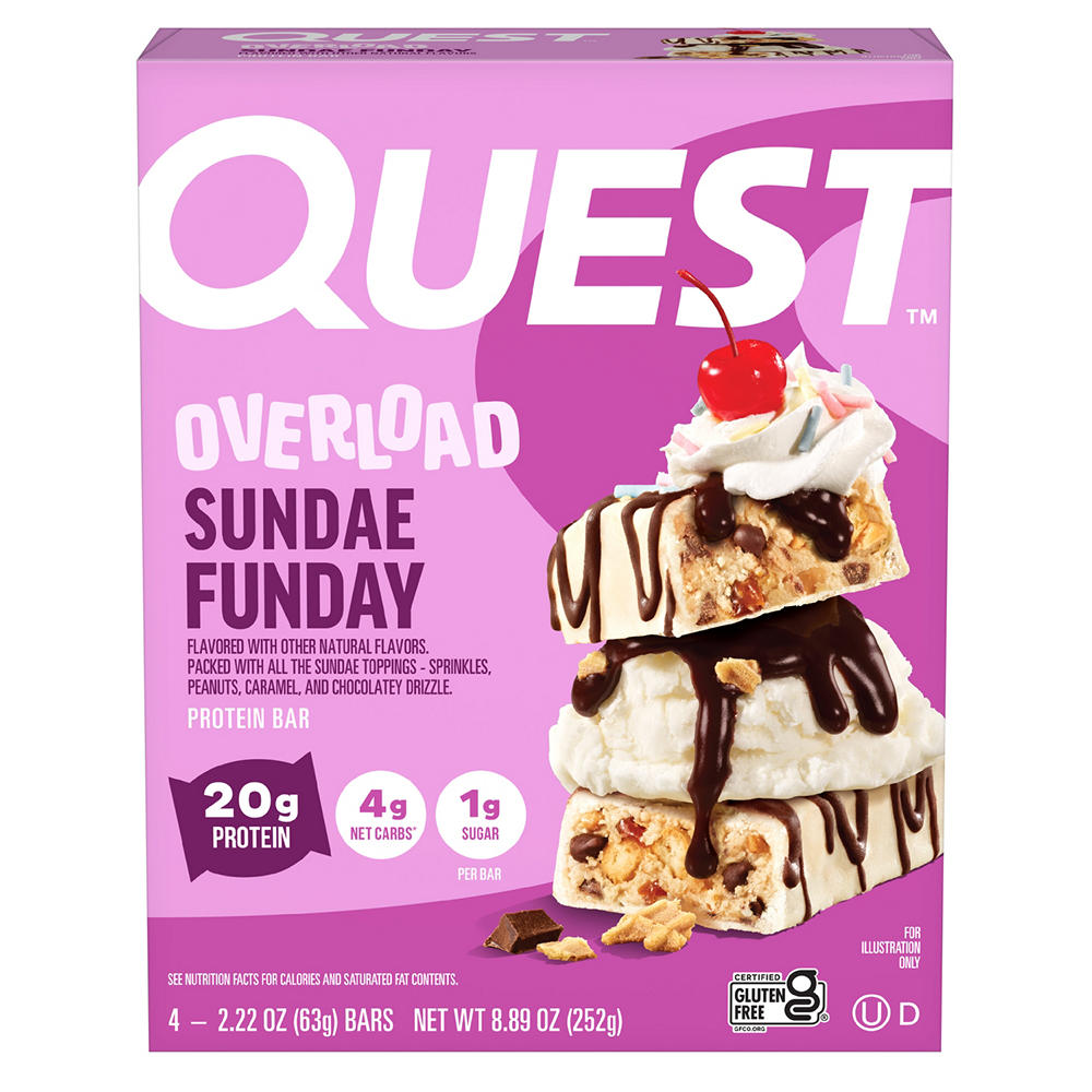Quest Overload 20g Protein Bars - Sundae Funday, 4 ct