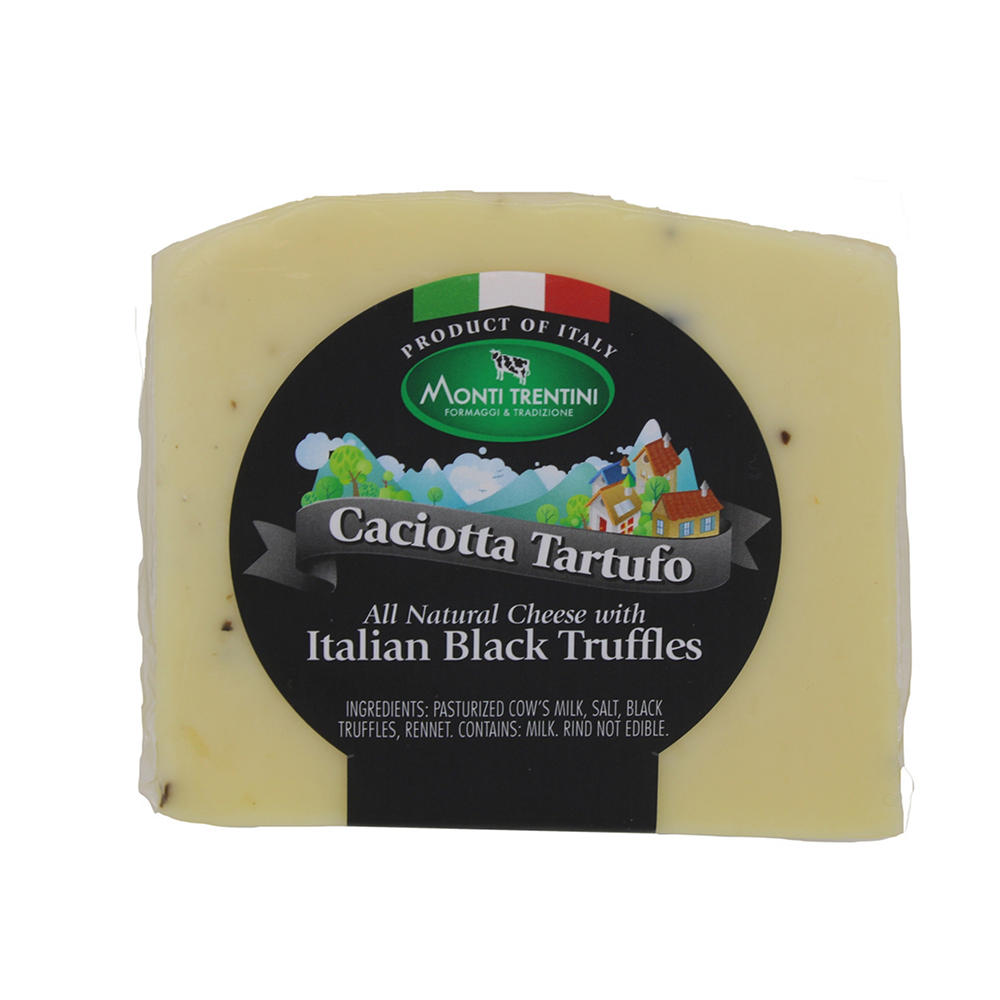 Monti Trentini Caciotta Tartufo Italian Black Truffles Cheese, 7 oz