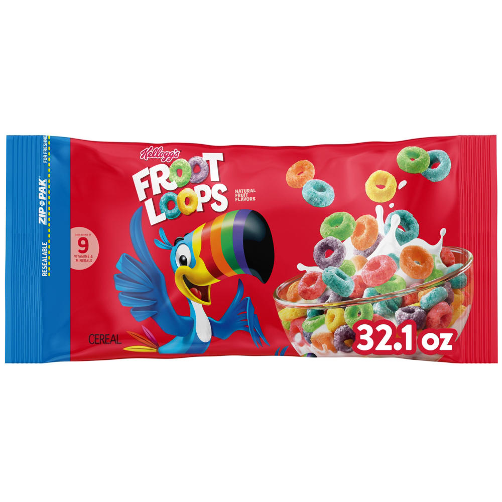 Kellogg's Froot Loops Cereal Bag, 32.1 oz