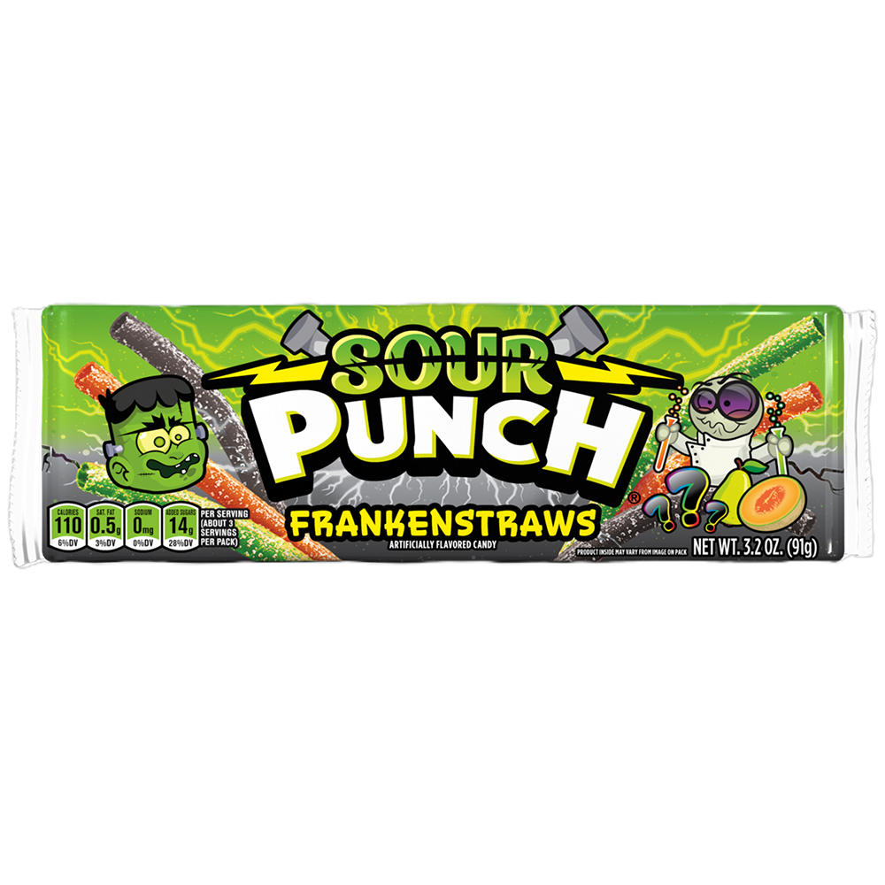 Sour Punch Frankenstraws Halloween Candy, 3.2 oz