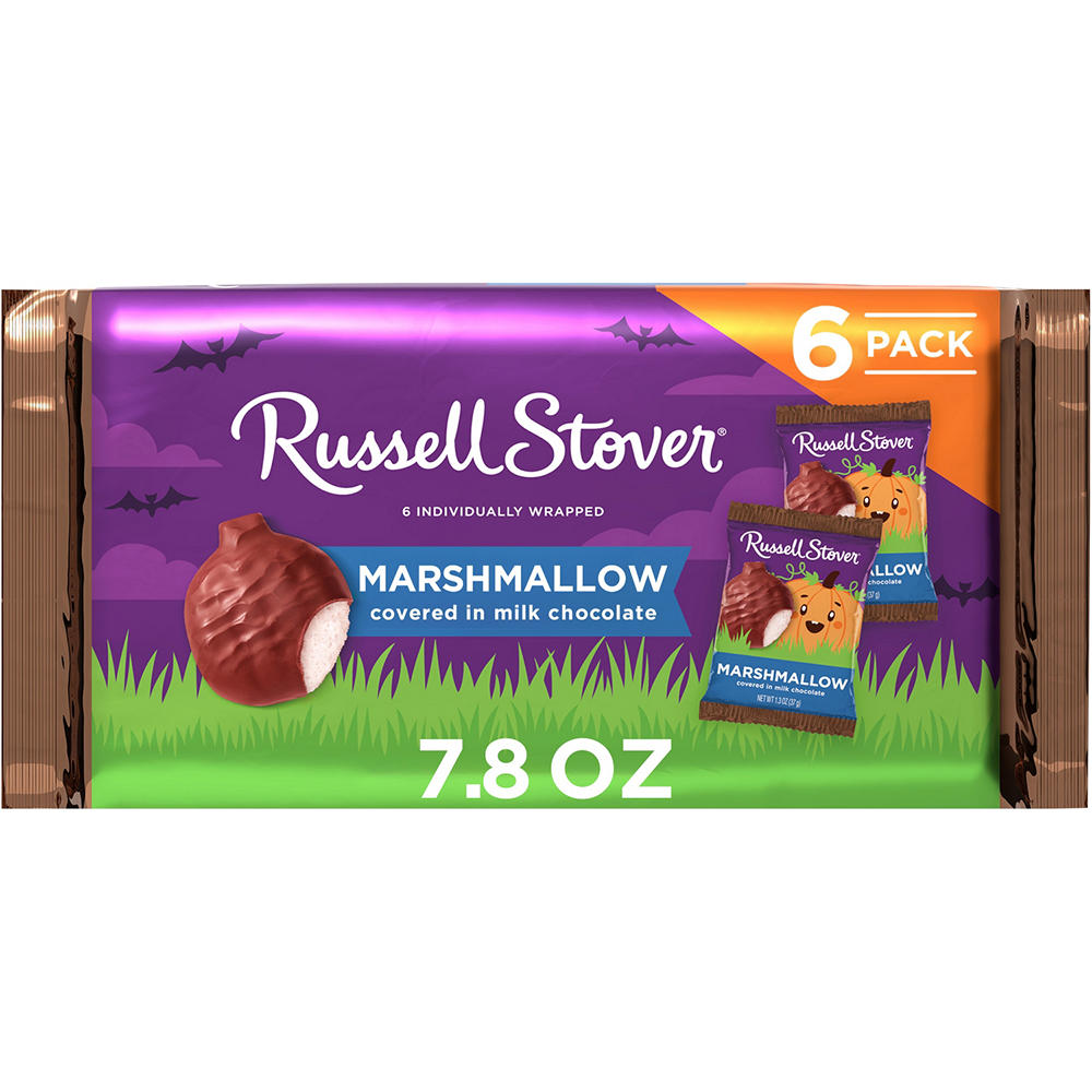 Russell Stover Pumpkins Milk Chocolate Marshmallow Halloween Candy, 6 pk