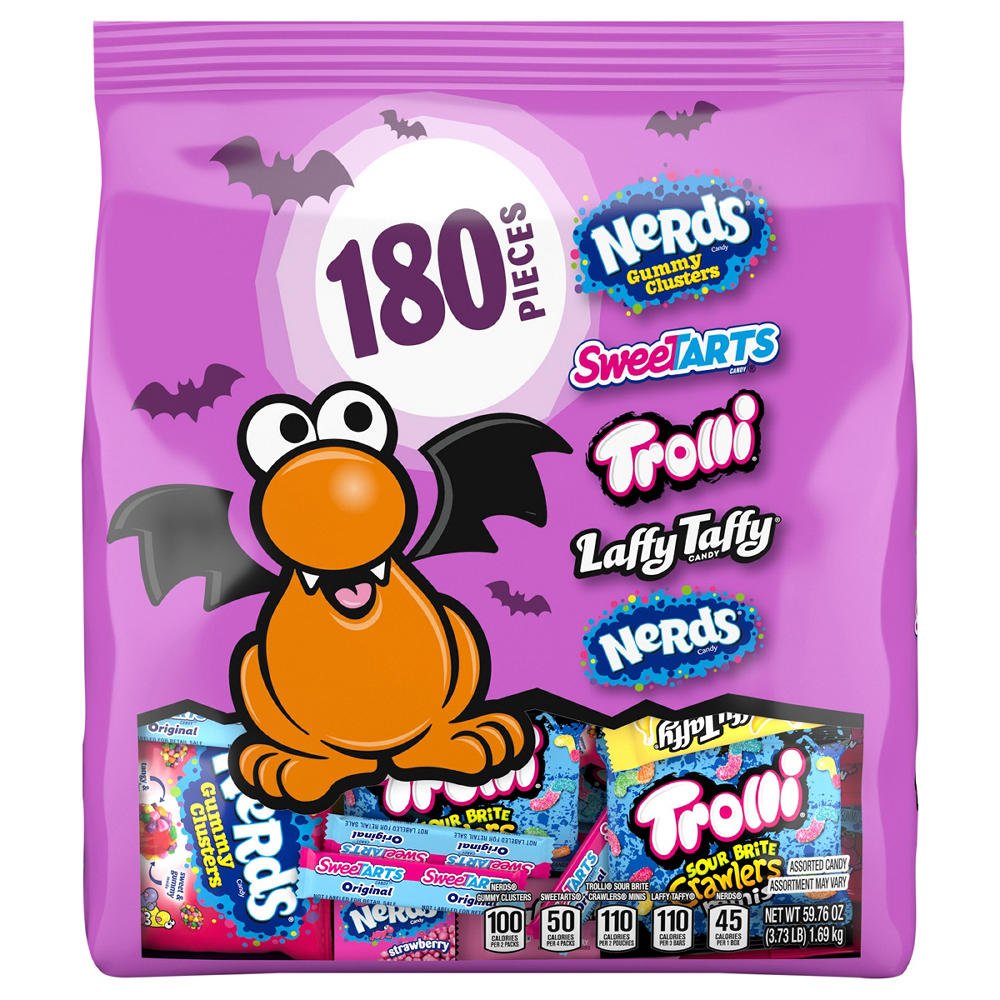 Nerds, SweeTARTS, Trolli & Laffy Taffy Assorted Halloween Candy, 180 pc