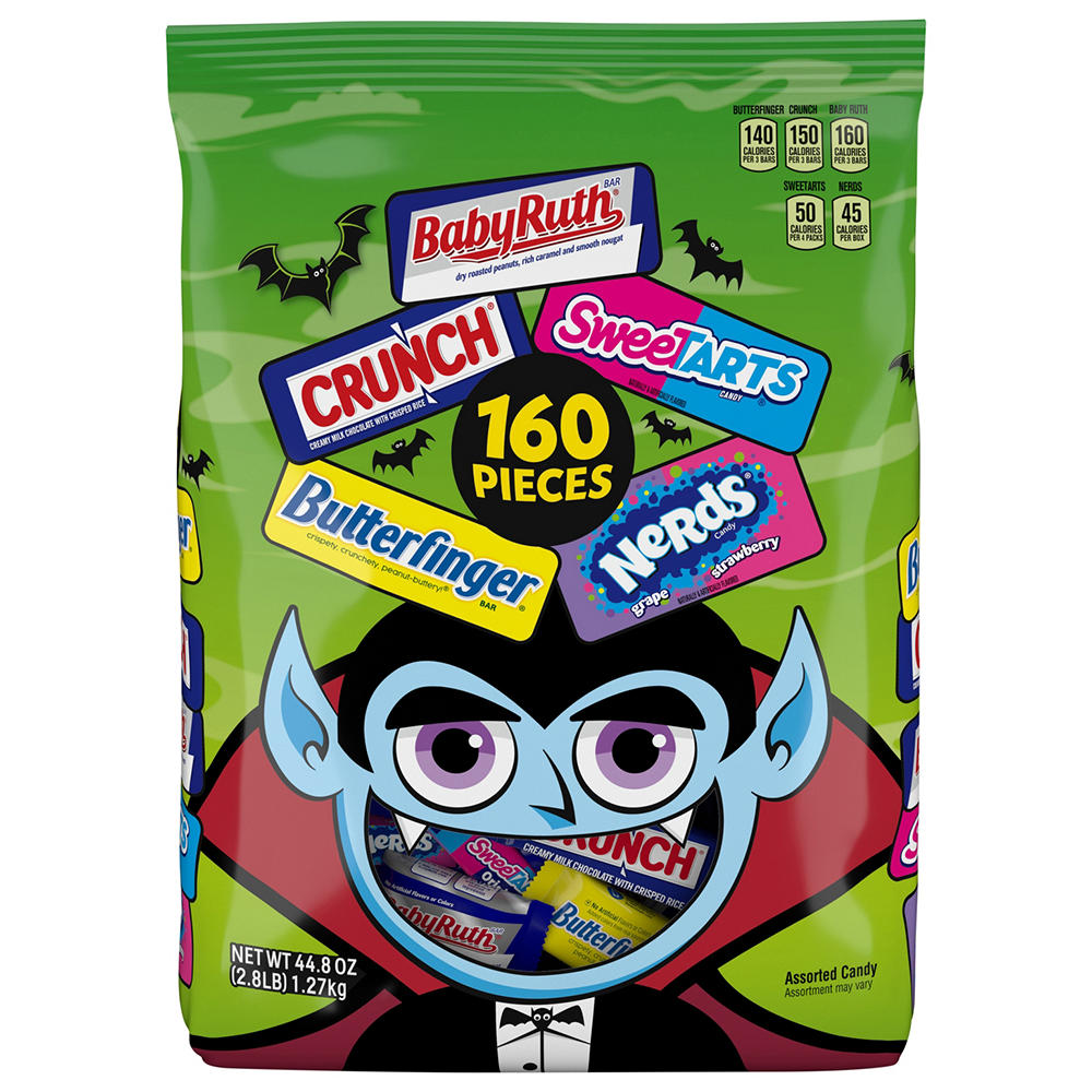 Crunch, Butterfinger, Baby Ruth, Nerds & SweeTARTS Assorted Halloween Candy, 160 pc