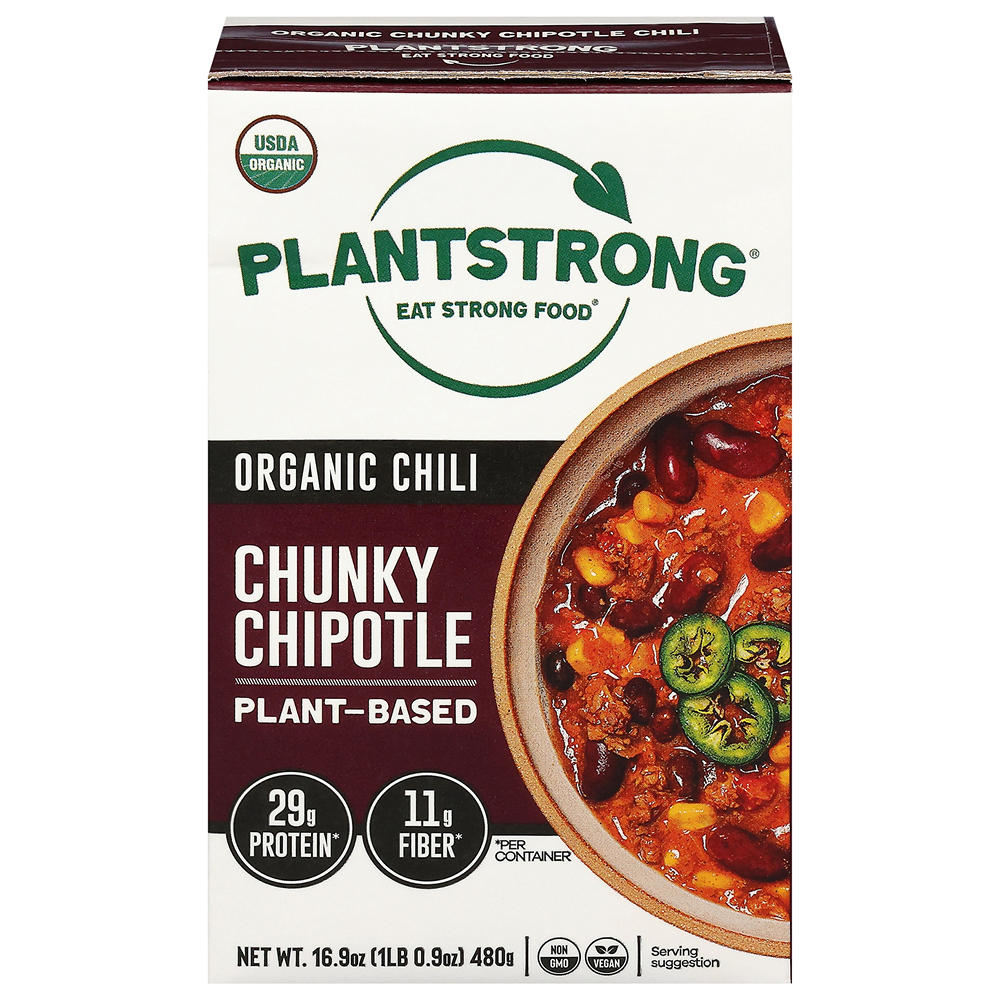 Plantstrong Plant-Based Chunky Chipotle Organic Chili, 16.9 oz