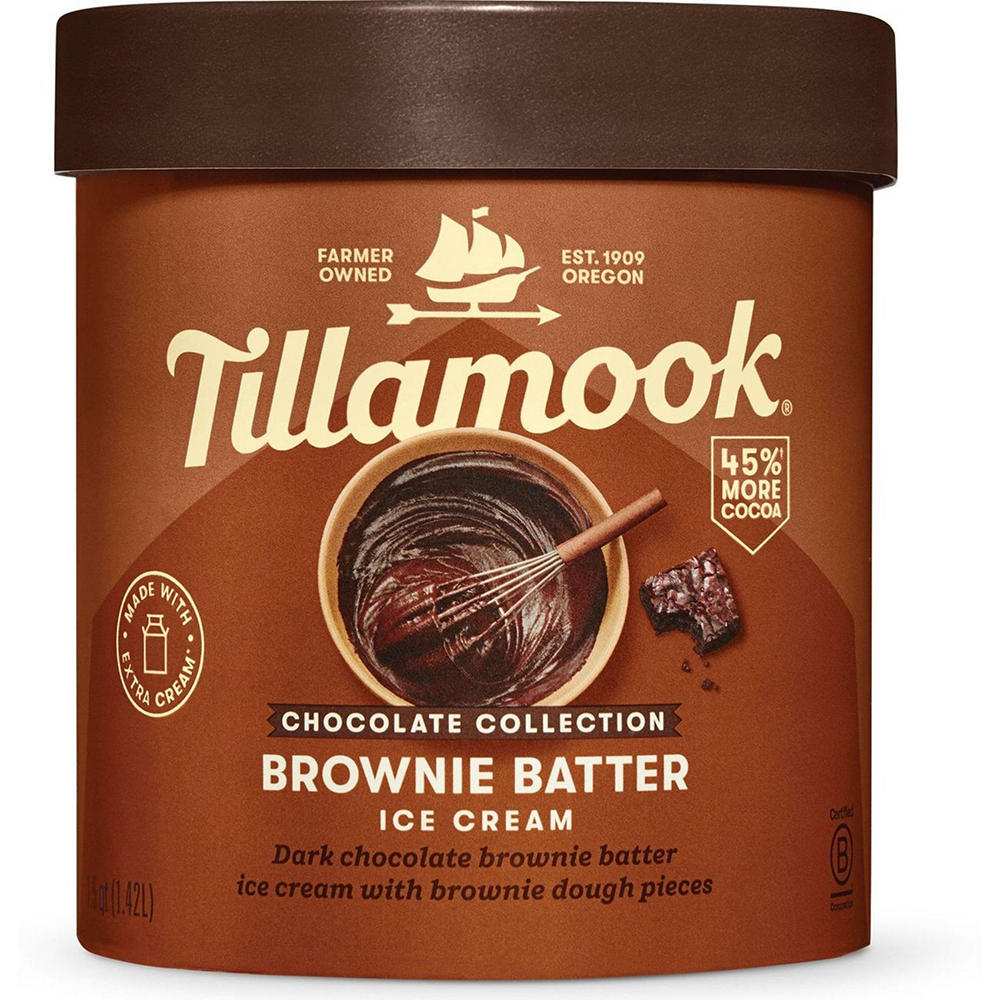 Tillamook Chocolate Collection Brownie Batter Ice Cream, 1.5 qt