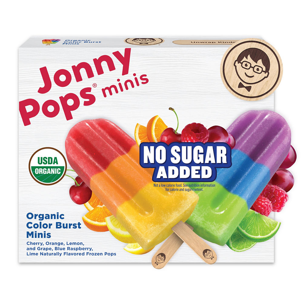JonnyPops No Sugar Added Organic Color Burst Minis Frozen Pops, 10 ct