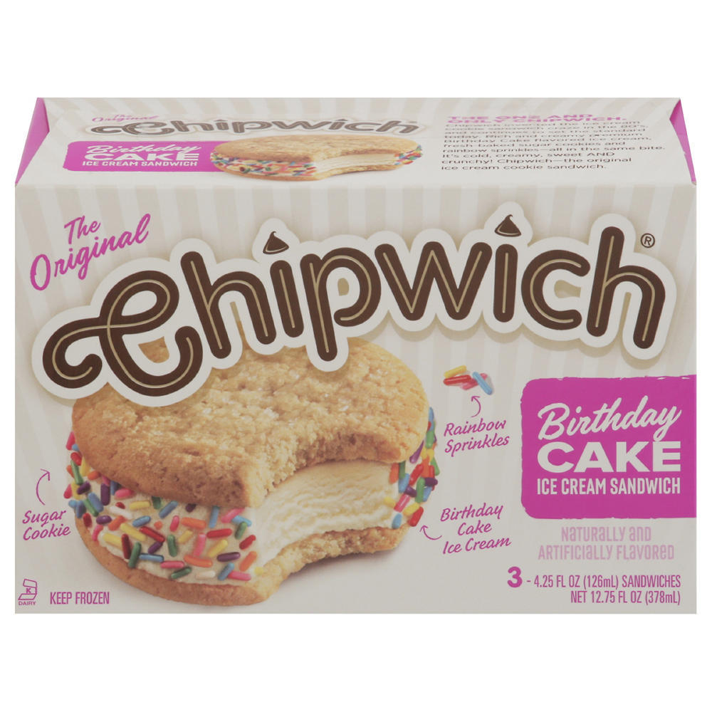 Chipwich Birthday Cake Ice Cream Sandwiches, 3 ct