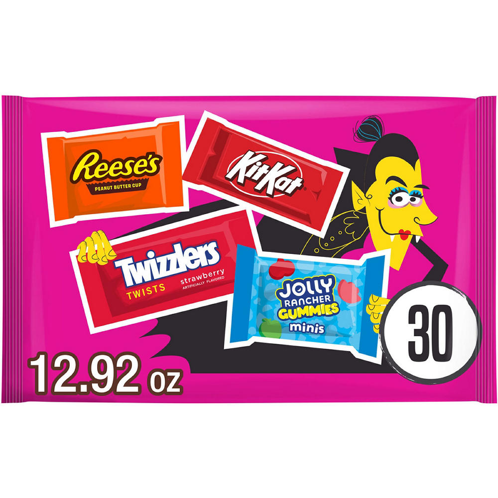 Reese's, Kit Kat, Twizzlers, Jolly Rancher Gummies Assorted Halloween Candy Variety Bag, 30 pc