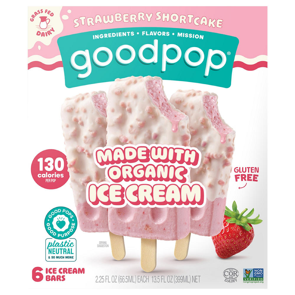 GoodPop Strawberry Shortcake Ice Cream Bars, 6 ct