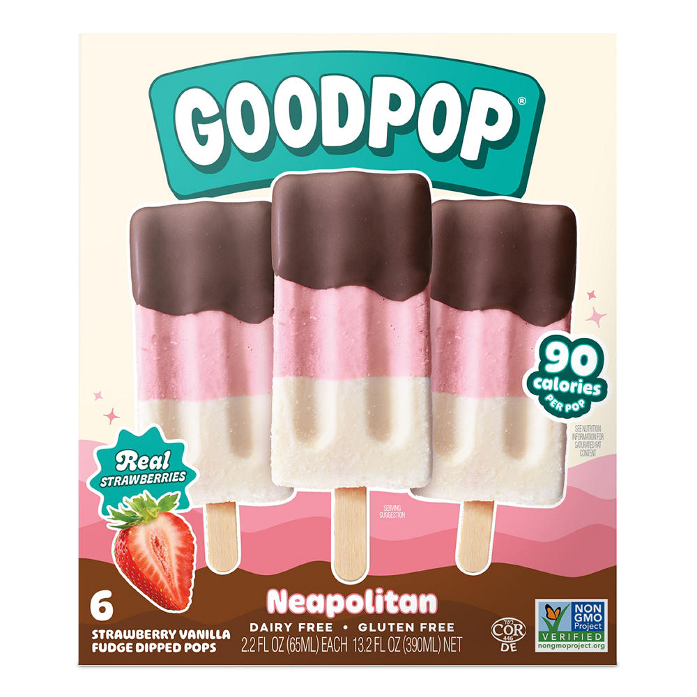 GoodPop Dairy Free Neapolitan Pops, 6 ct