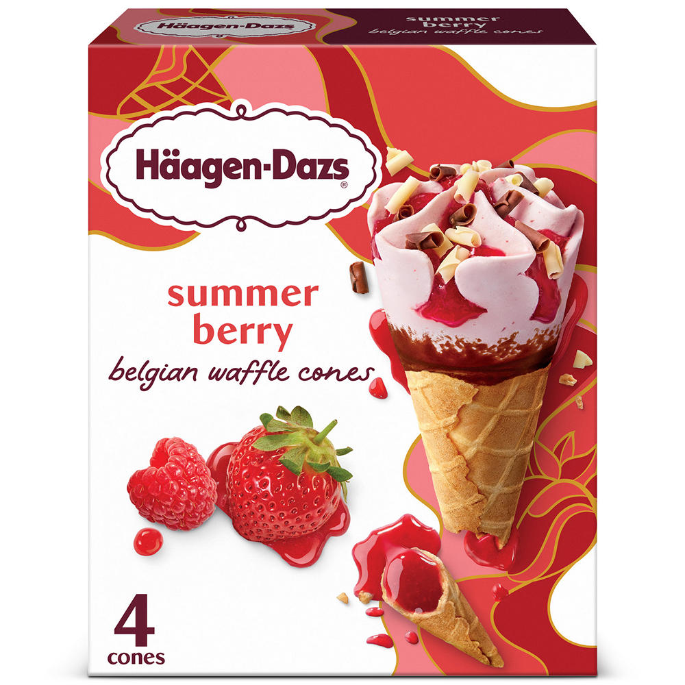 Häagen-Dazs Summer Berry Belgian Waffle Ice Cream Cones, 4 ct