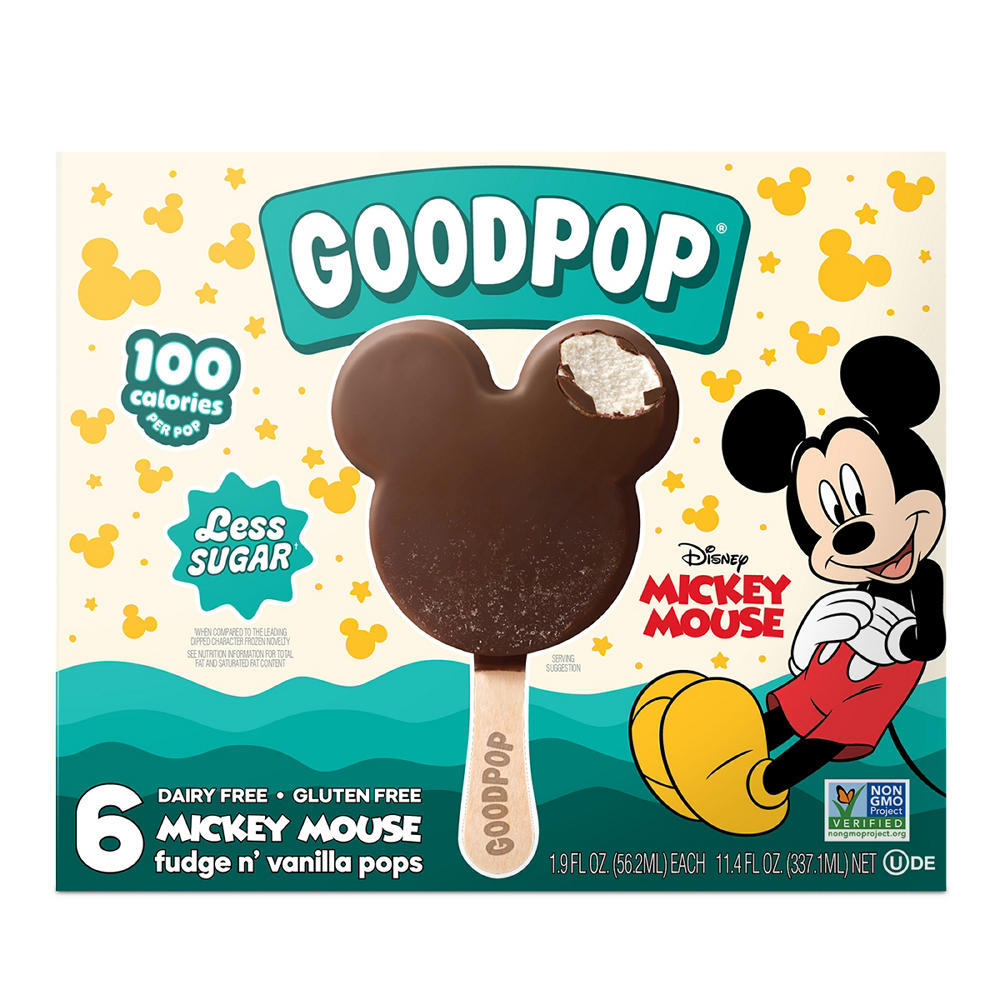 GoodPop Dairy Free Mickey Mouse Fudge n' Vanilla Pops, 6 ct