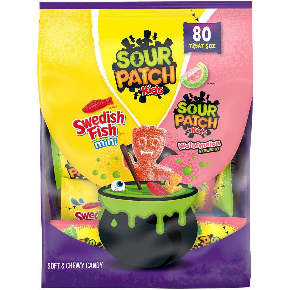 Sour Patch Kids & Swedish Fish Assorted Halloween Candy, 80 pc